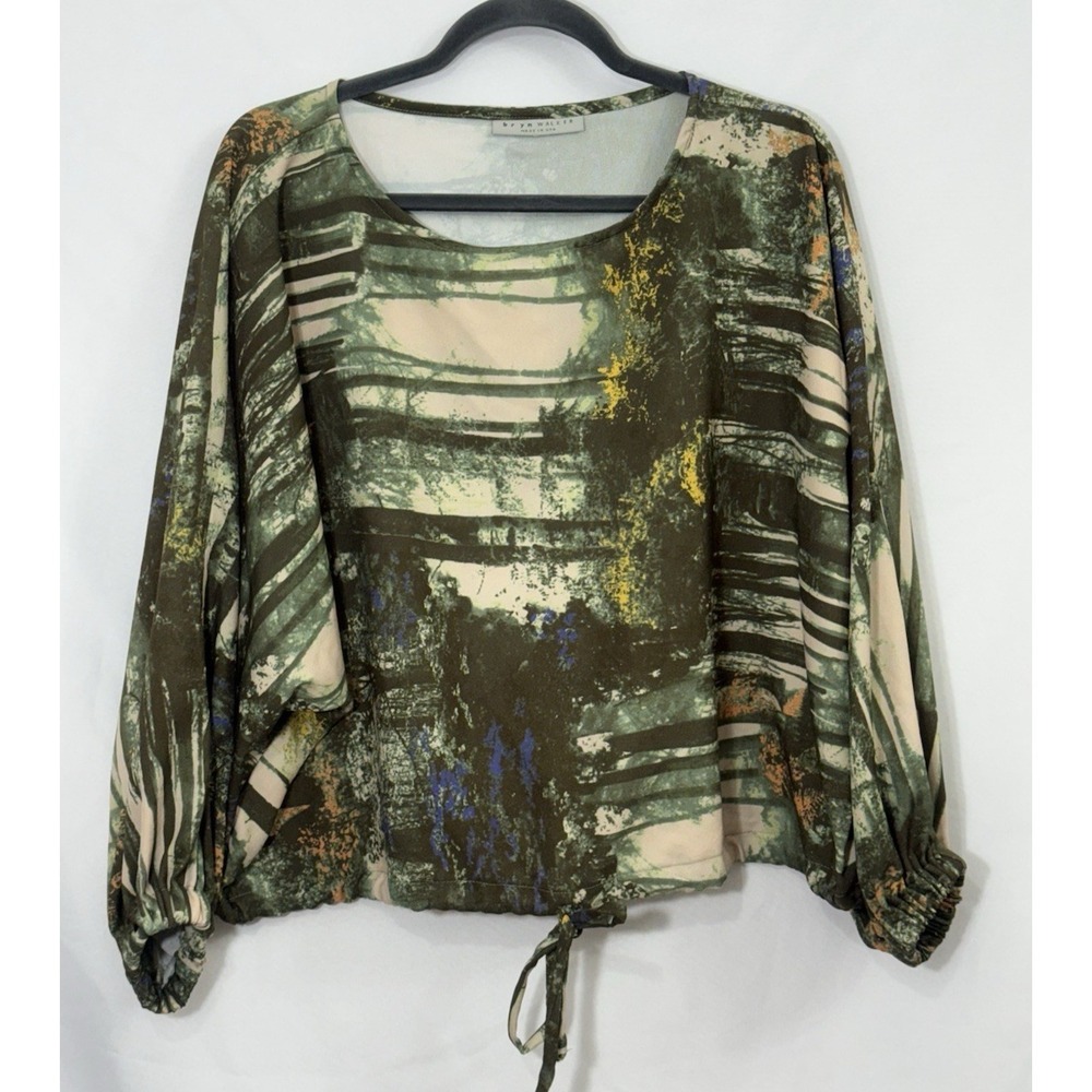 Bryn‎ Walker Gianna Boxy Crop Top Artsy Green Dolman Sleeve Womens Size M